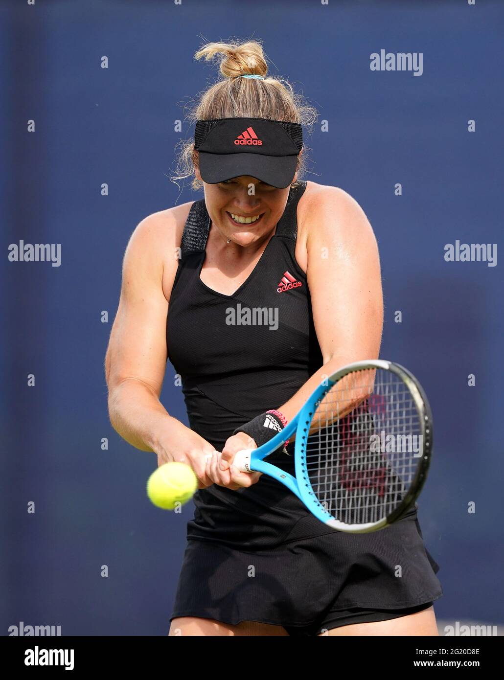 Catherine McNally in action during her WTA first round match against Ankita Raina on day three of the Viking Open at Nottingham Tennis Centre. Picture date: Monday June 7, 2021. Stock Photo