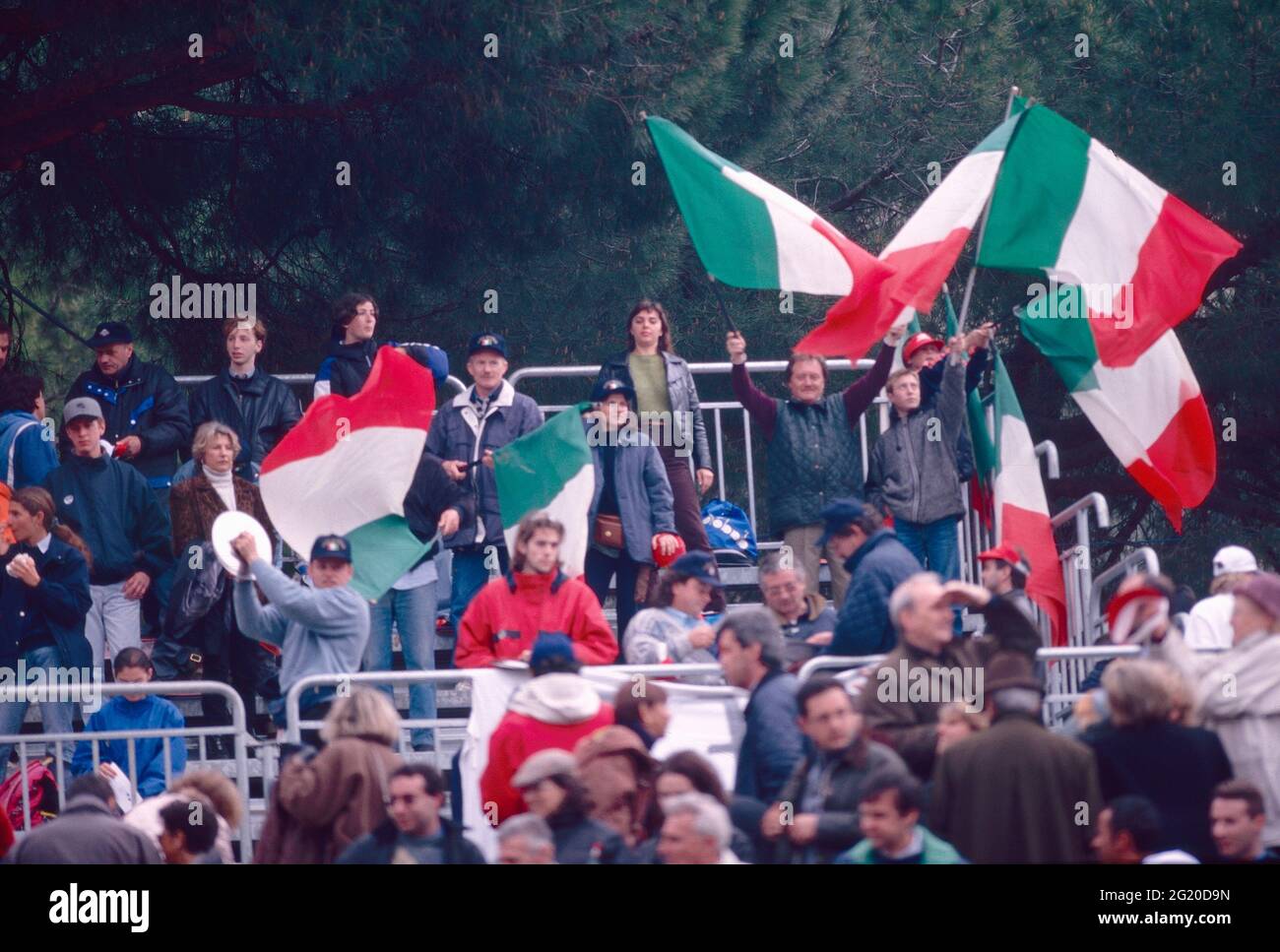 Italian supporters of the Davis Cup team, 1990s Stock Photo