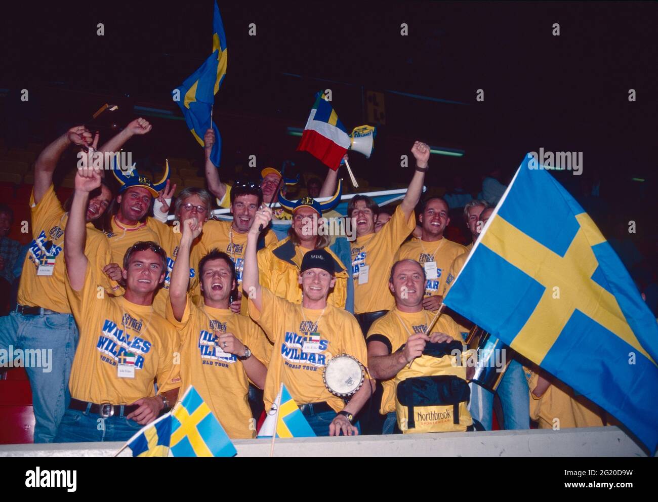 Swedish supporters of the Davis Cup team, 1990s Stock Photo