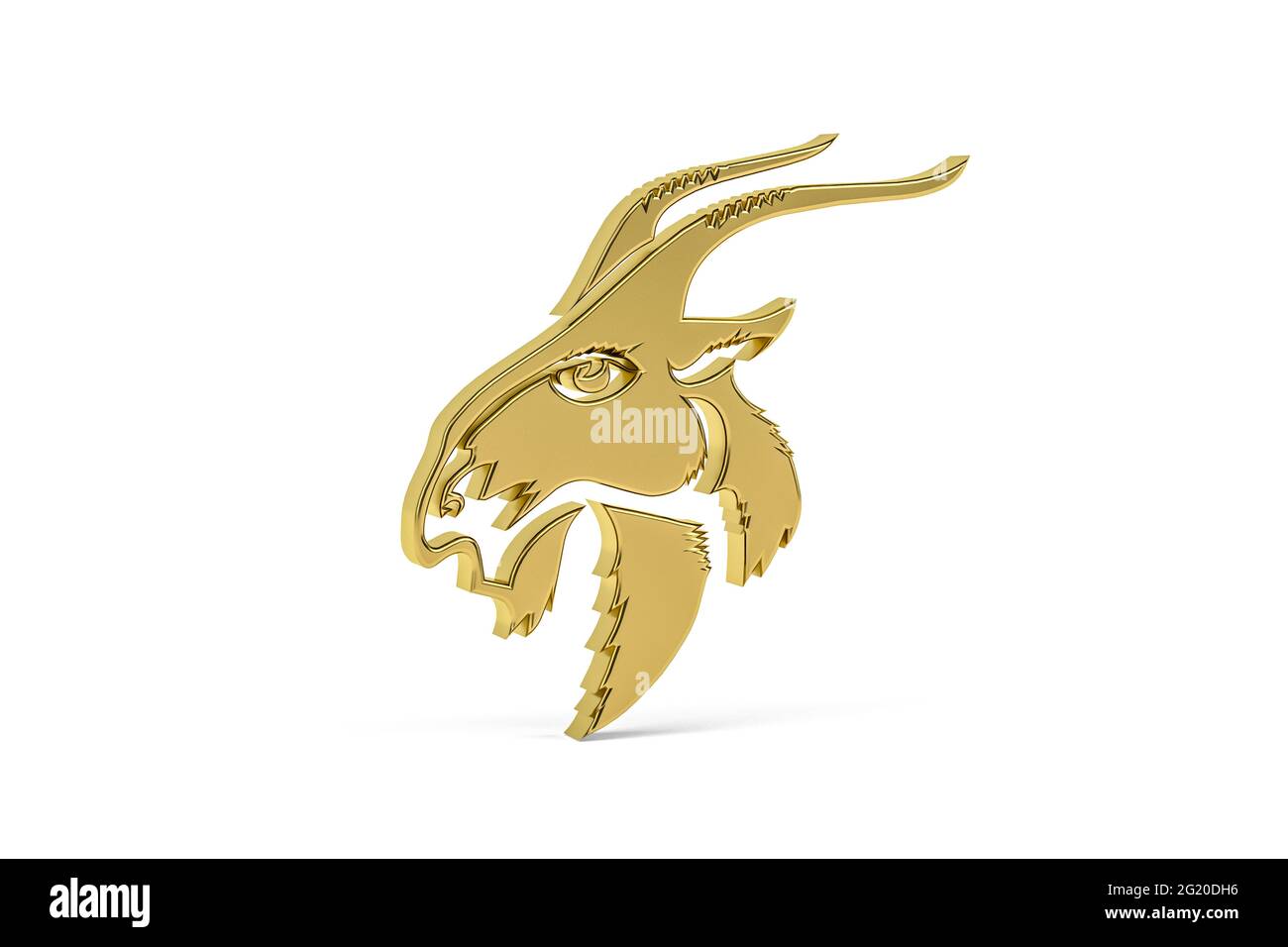 Golden 3d goat icon isolated on white background - 3d render Stock ...