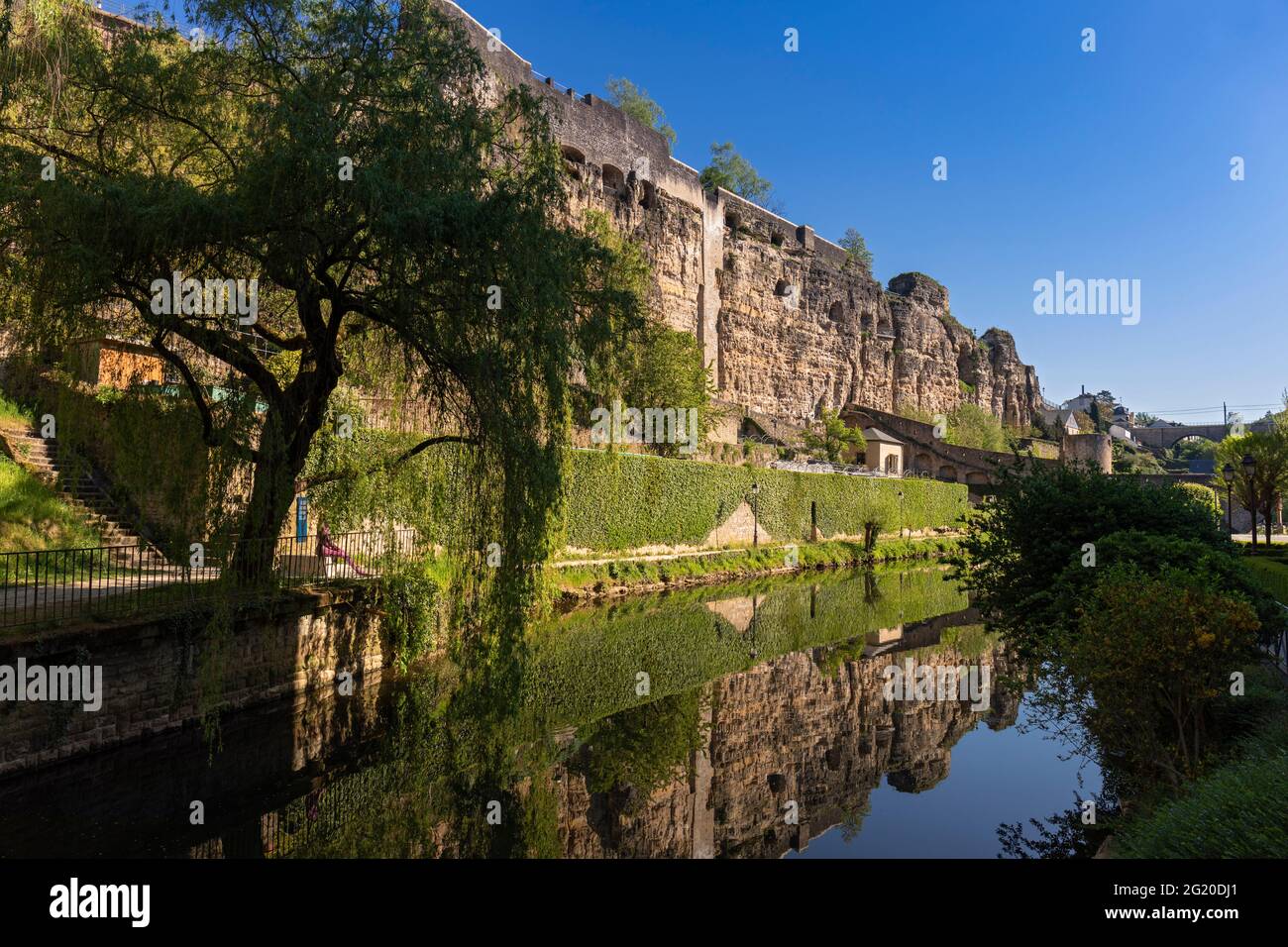 Europe, Luxembourg, Luxembourg City, Casemates du Bock above the Alzette River and Valley Stock Photo