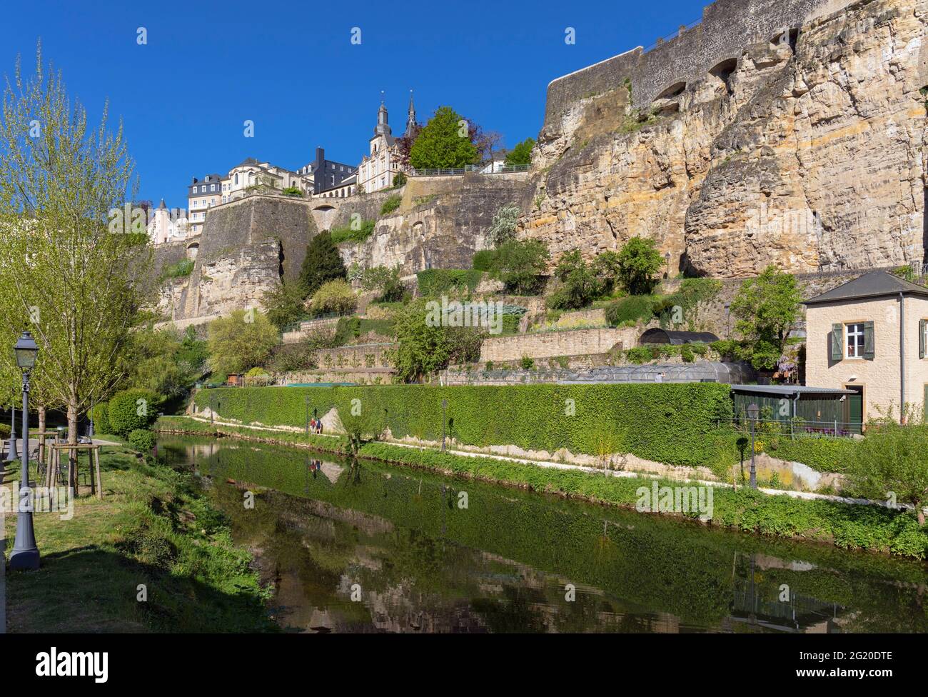 Europe, Luxembourg, Luxembourg City, The Alzette River and Valley close to the Neimënster Cultural Centre Stock Photo