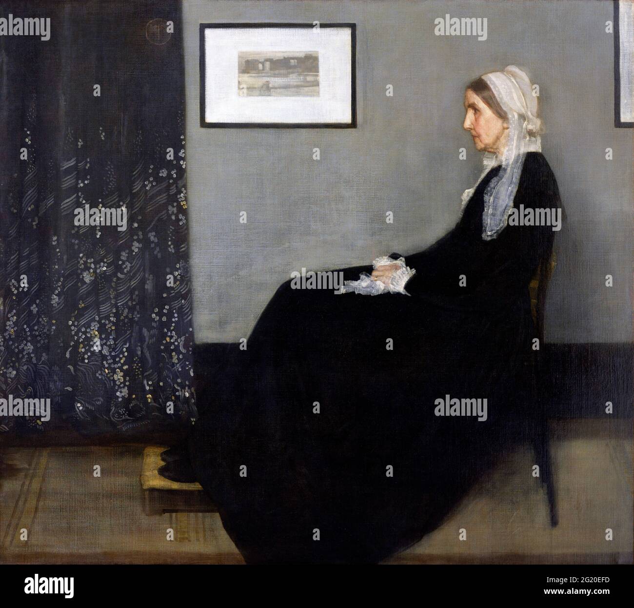 Whistler's Mother. Painting entitled 'Arrangement in Grey and Black No. 1' by James Abbott McNeill Whistler  (1834-1903),  oil on canvas, 1871 Stock Photo