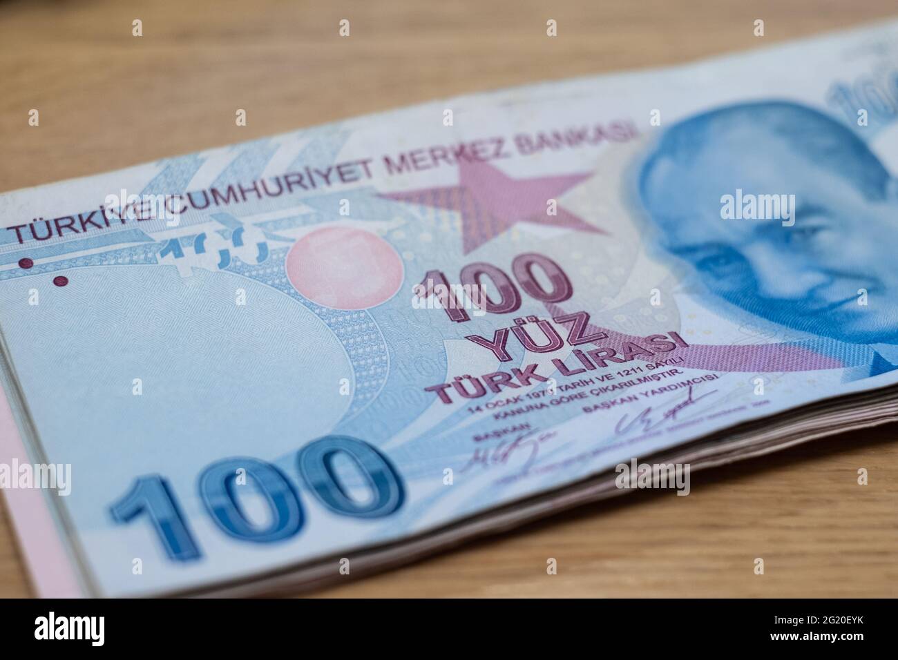 Current Turkish liras are issued by The Central Bank of the Republic of Turkey, CBRT in 2009. Stock Photo