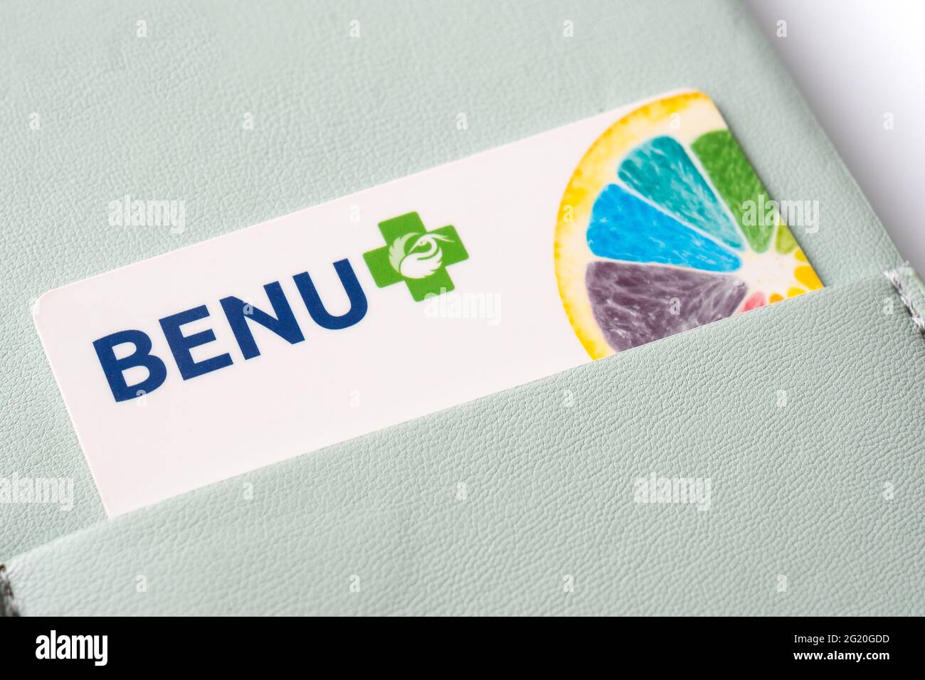Benu is European pharmacies brand in Lithuania, Latvia, Estonia, Hungary, Switzerland, Czech Republic, Slovakia, Serbia, Netherlands, and Montenegro. Stock Photo