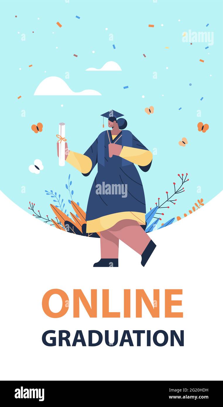 graduated student happy female graduate celebrating academic diploma ...