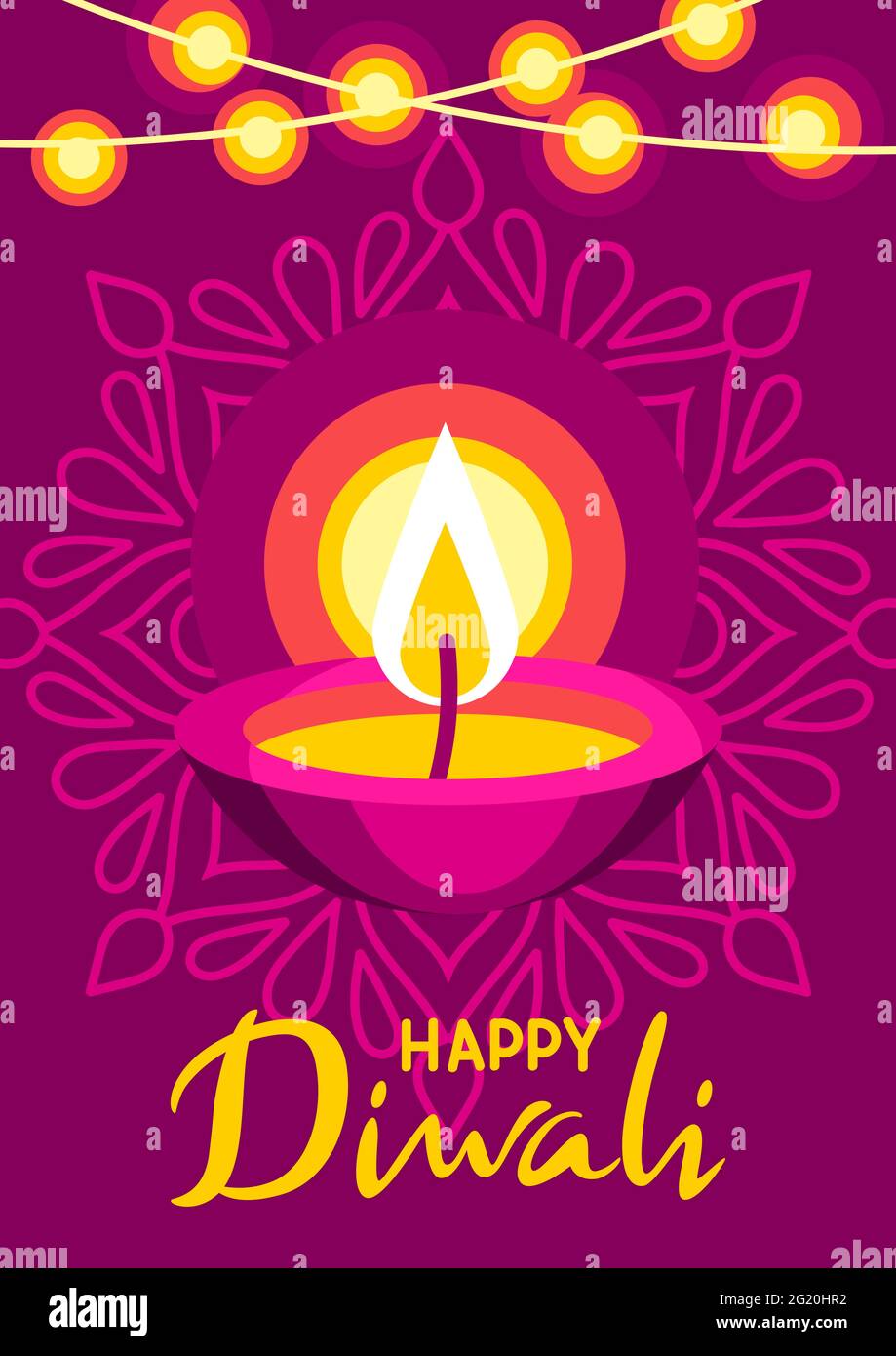 Happy Diwali greeting card. Deepavali or dipavali festival of ...