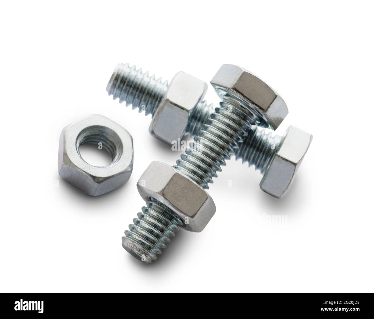 Metal nuts and bolts Isolated on white background Stock Photo - Alamy