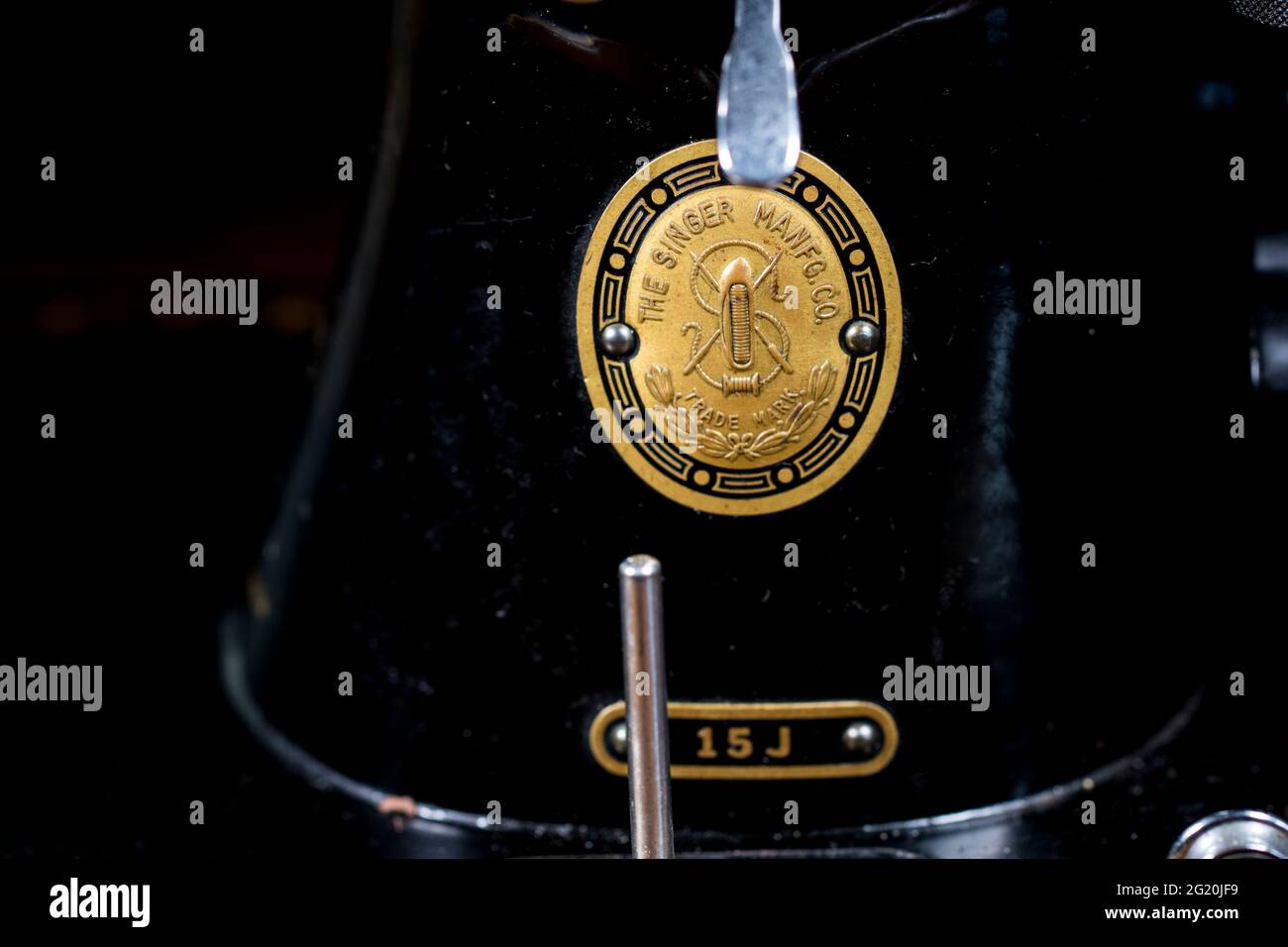 Singer sewing machine logo close decal details Stock Photo Alamy