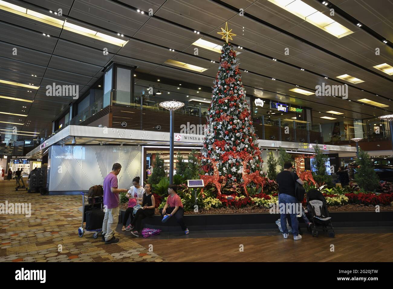 SINGAPORE, SINGAPORE - Dec 13, 2019: Singapore- 23 Nov, 2019: Singapore Changi Airport architecture and passengers. Changi Airport is one of the large Stock Photo