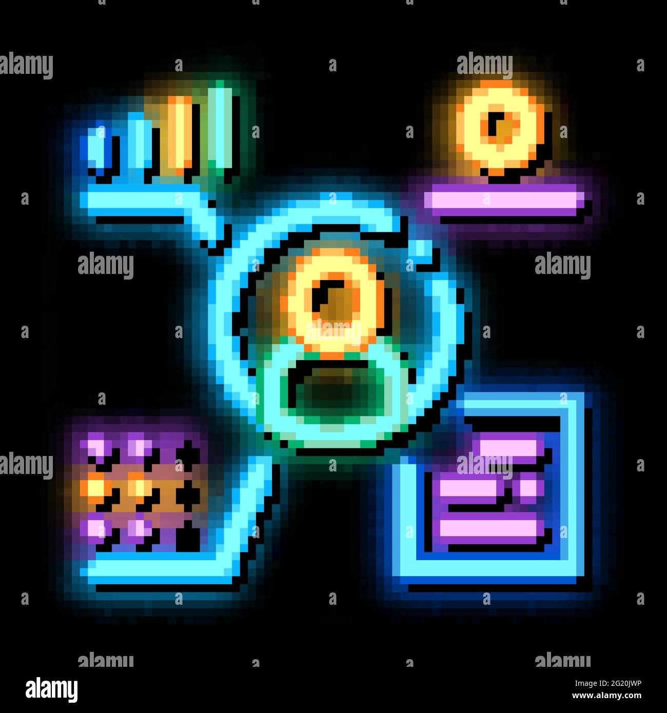full electronic information about person neon glow icon illustration Stock Vector