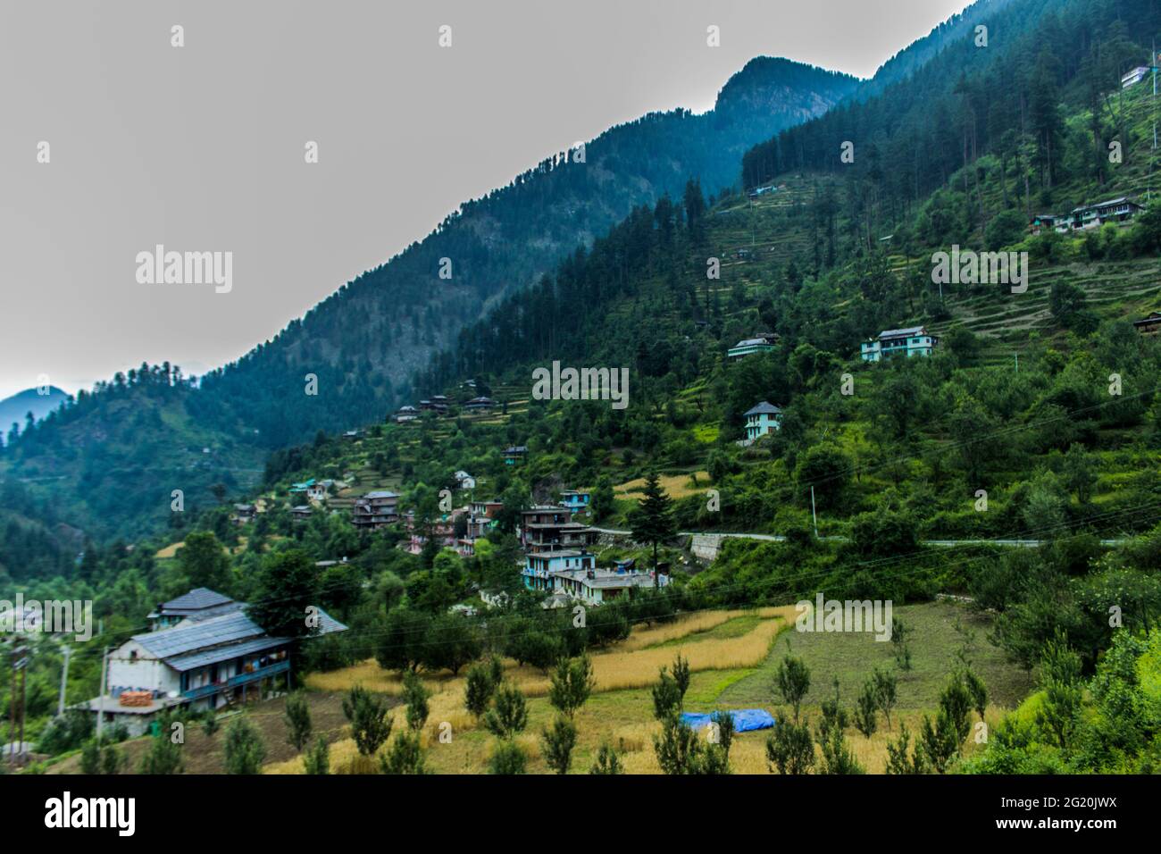 The various views of Jibhi Village Stock Photo