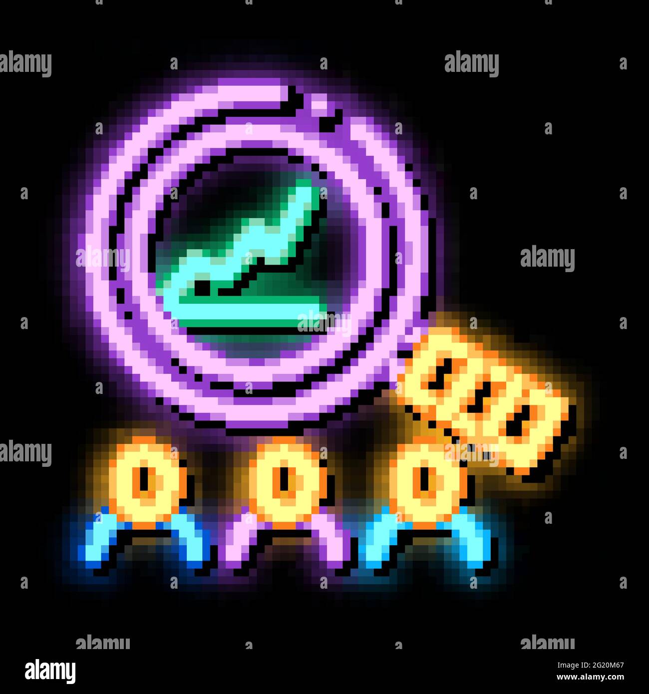 study on upward profit growth neon glow icon illustration Stock Vector
