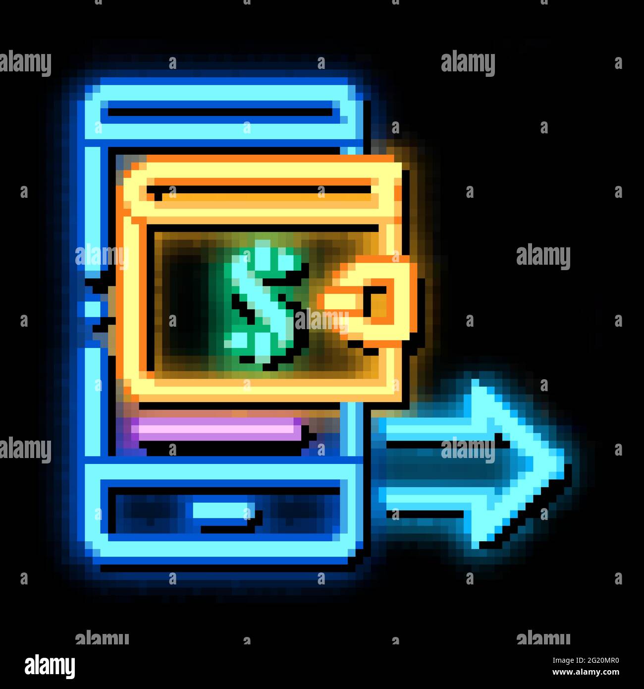 card payment via smartphone neon glow icon illustration Stock Vector ...