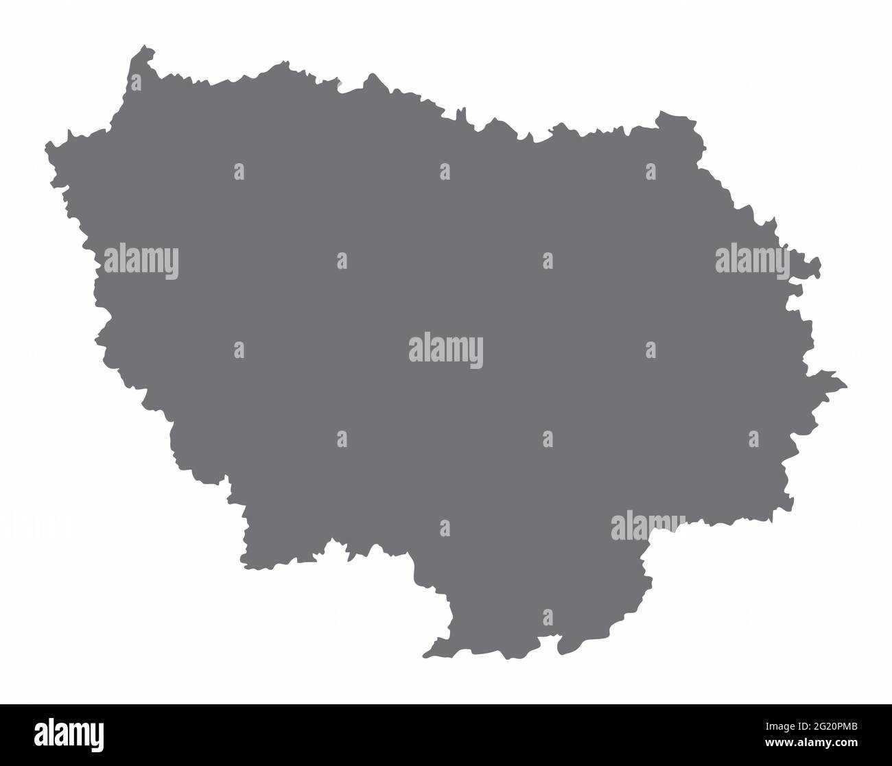 Ile-de-France silhouette map isolated on white background Stock Vector