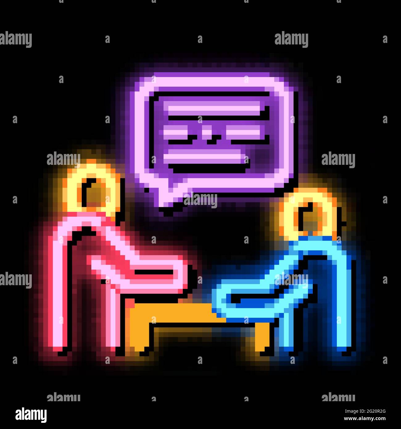 dialogue of two people neon glow icon illustration Stock Vector Image ...