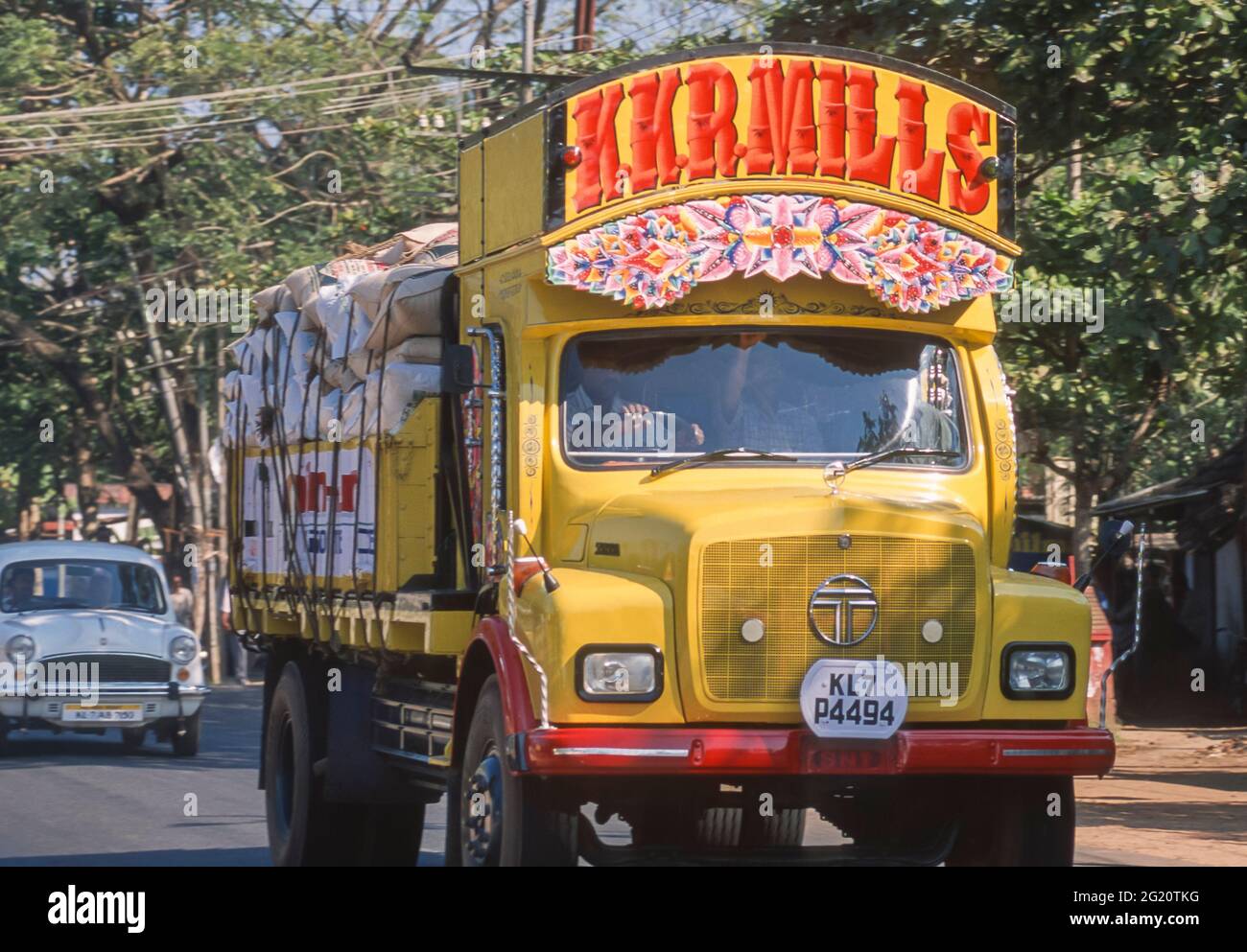 KERALA, INDIA - Colorful truck on street. Stock Photo