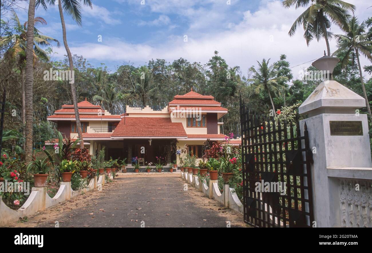 KERALA, INDIA - 'Gulf House' and upper class house and property based on Persian Gulf remittance economy. Stock Photo