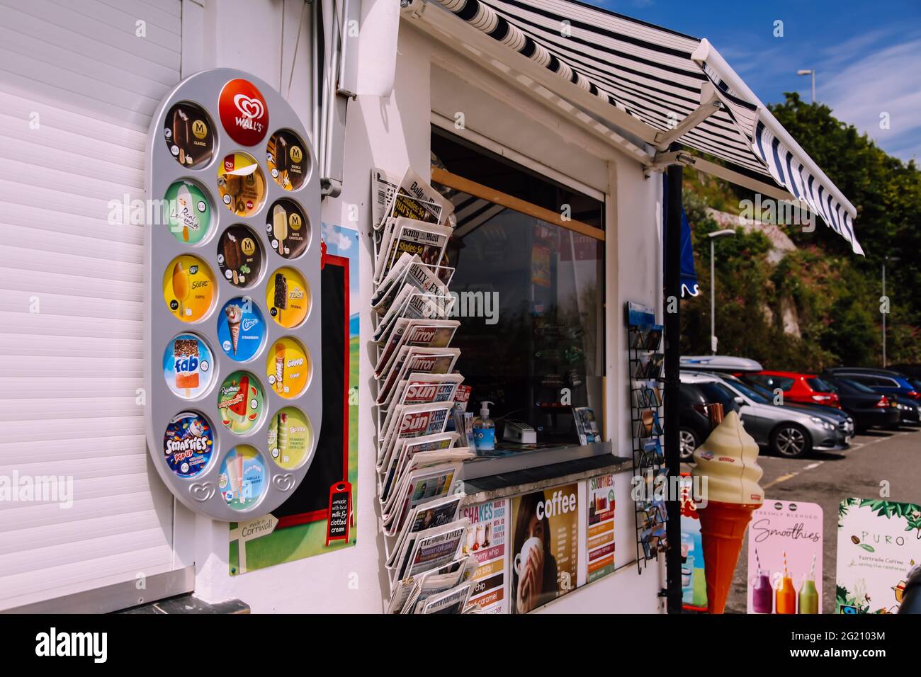 Ice cream shop at St. Ives railway station, GWR, St. Ives, Cornwall, UK