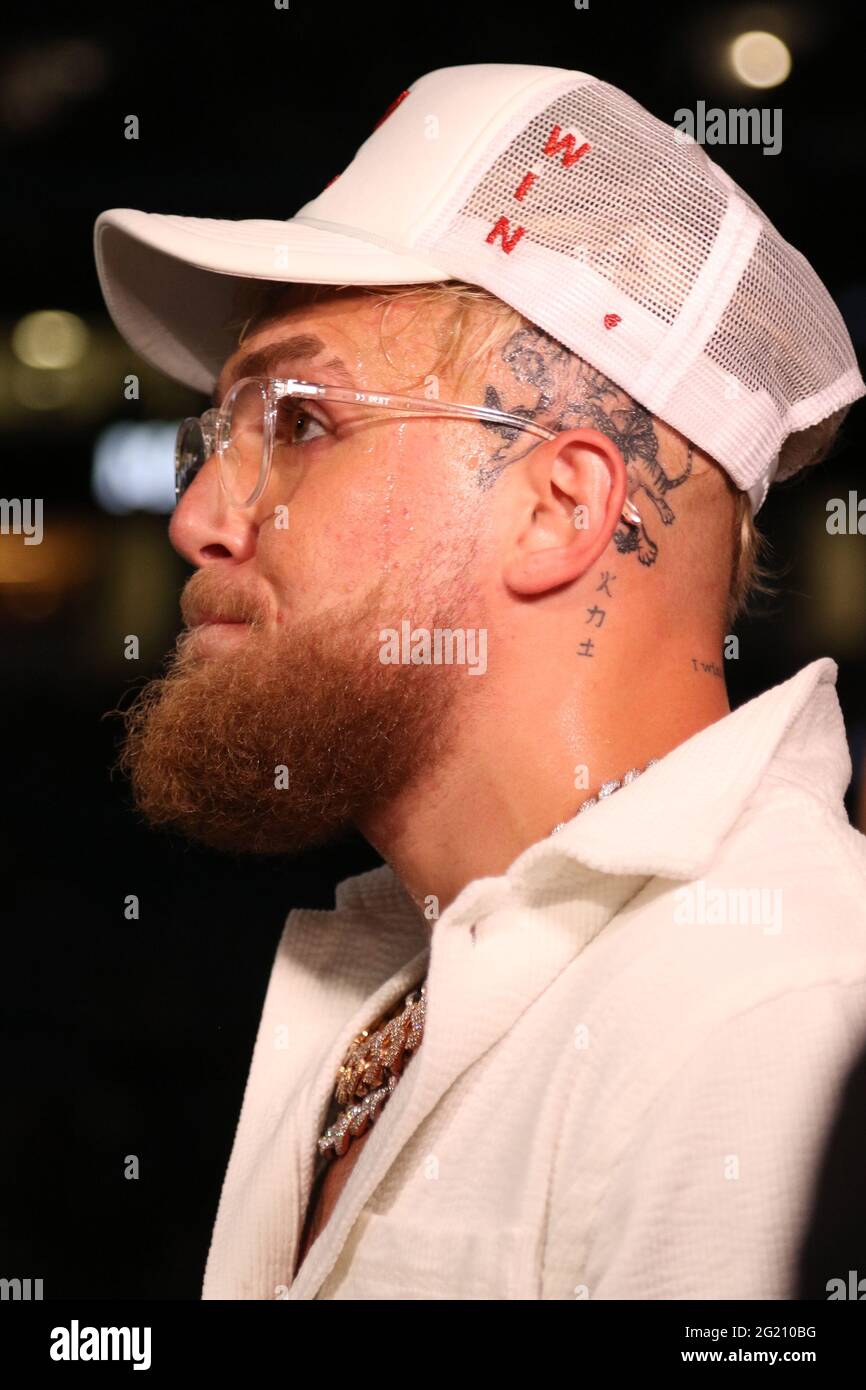 Miami Gardens FL, USA. 06th June, 2021. Jake Paul at the Floyd Mayweather Vs Logan Paul exhibition boxing match at Hard Rock Stadium in Miami Gardens on June 6, 2021 in Miami Gardens, Florida. Credit: Walik Goshorn/Media Punch/Alamy Live News Stock Photo