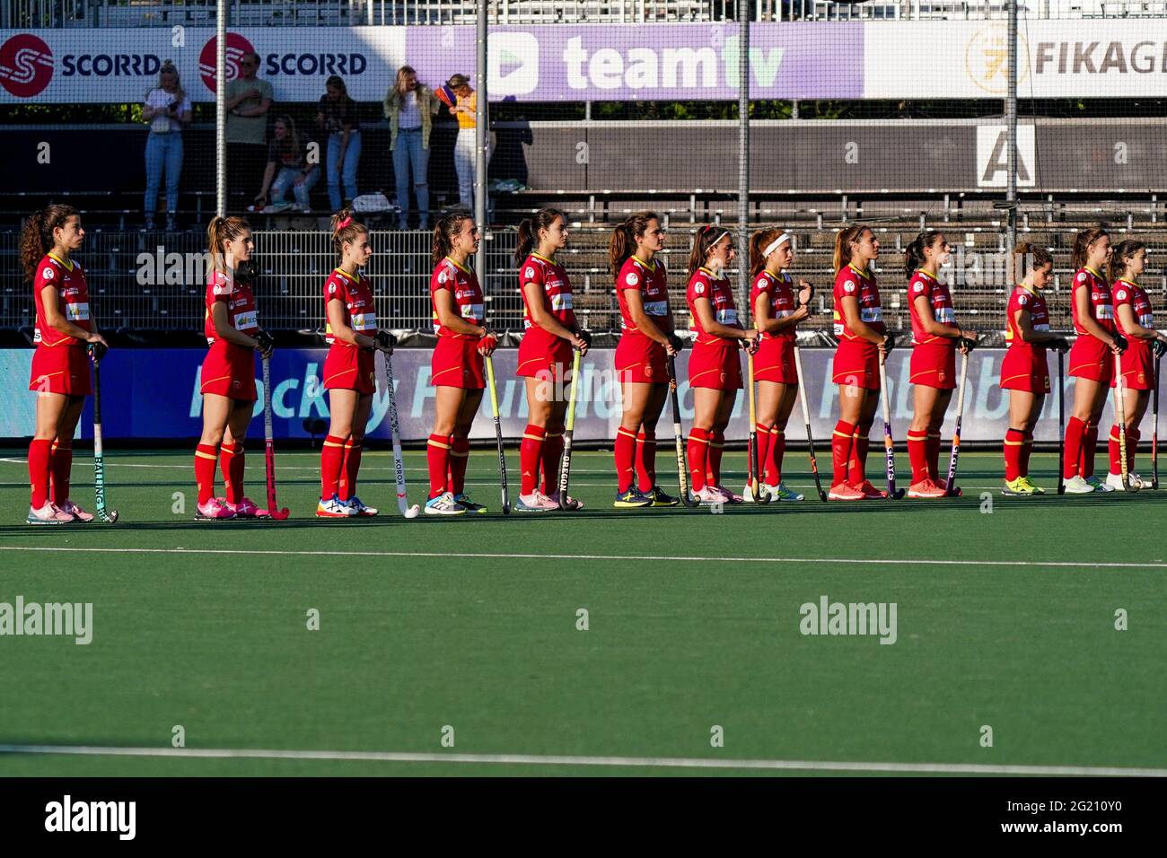 AMSTELVEEN, NETHERLANDS JUNE 7 Spain team during the Euro Hockey