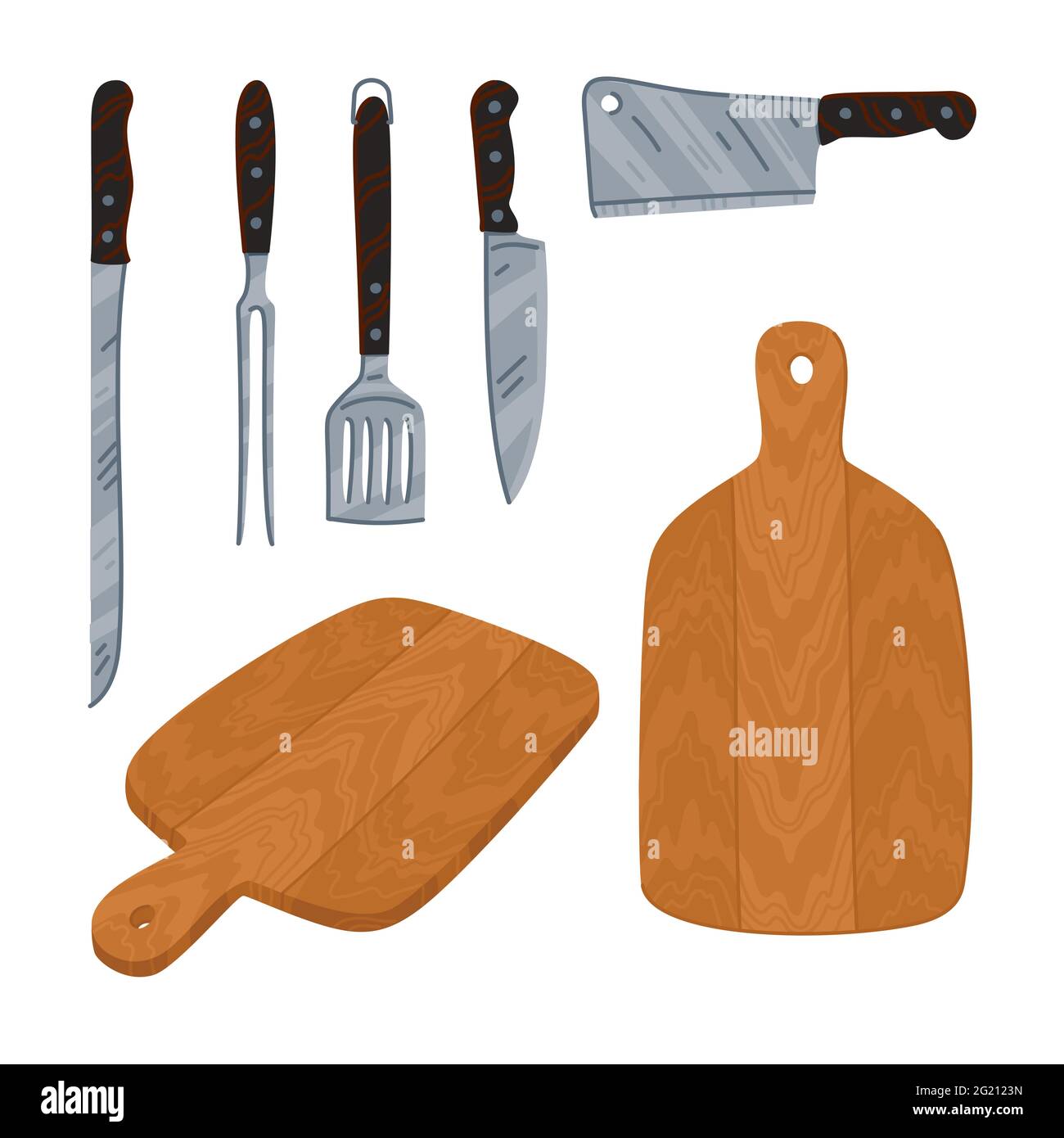 https://c8.alamy.com/comp/2G2123N/set-of-knives-and-cutting-boards-kitchen-accessories-isolated-on-white-background-simple-flat-style-vector-illustration-2G2123N.jpg