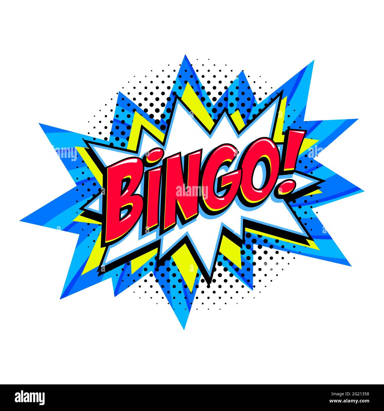 Bingo - lottery blue vector banner. Lottery game background in Comic pop-art style. Cartoon vector illustration. Stock Vector