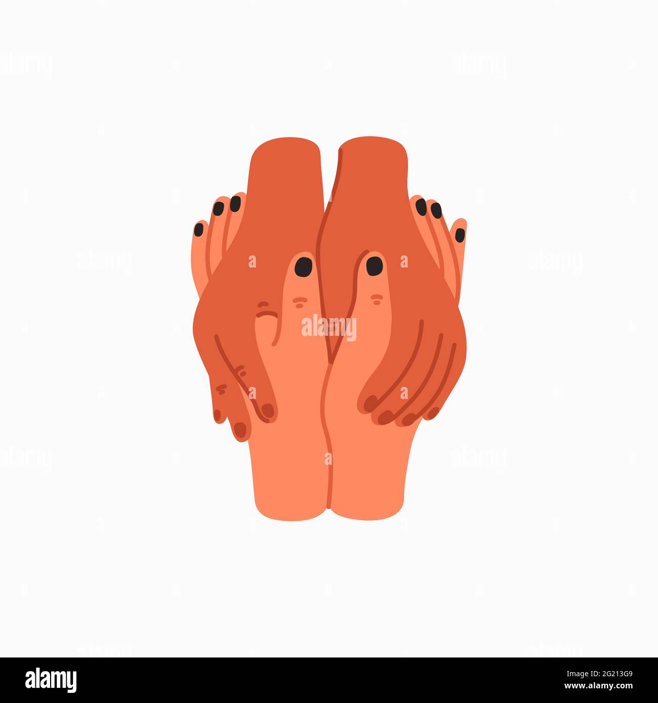 Compassion. Empathy and Compassion icon - holding hands. Helping hand or psychological care. Vector illustration in flat cartoon style on white Stock Vector