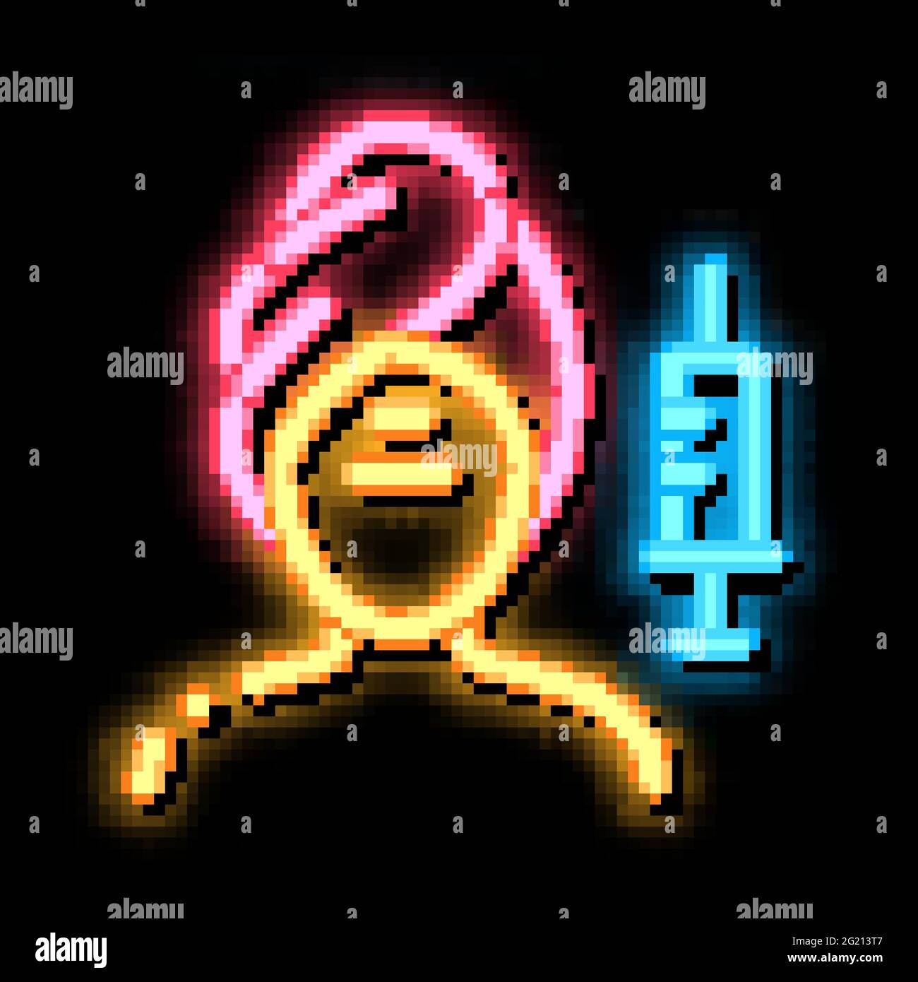 injection into problem areas of face neon glow icon illustration Stock ...
