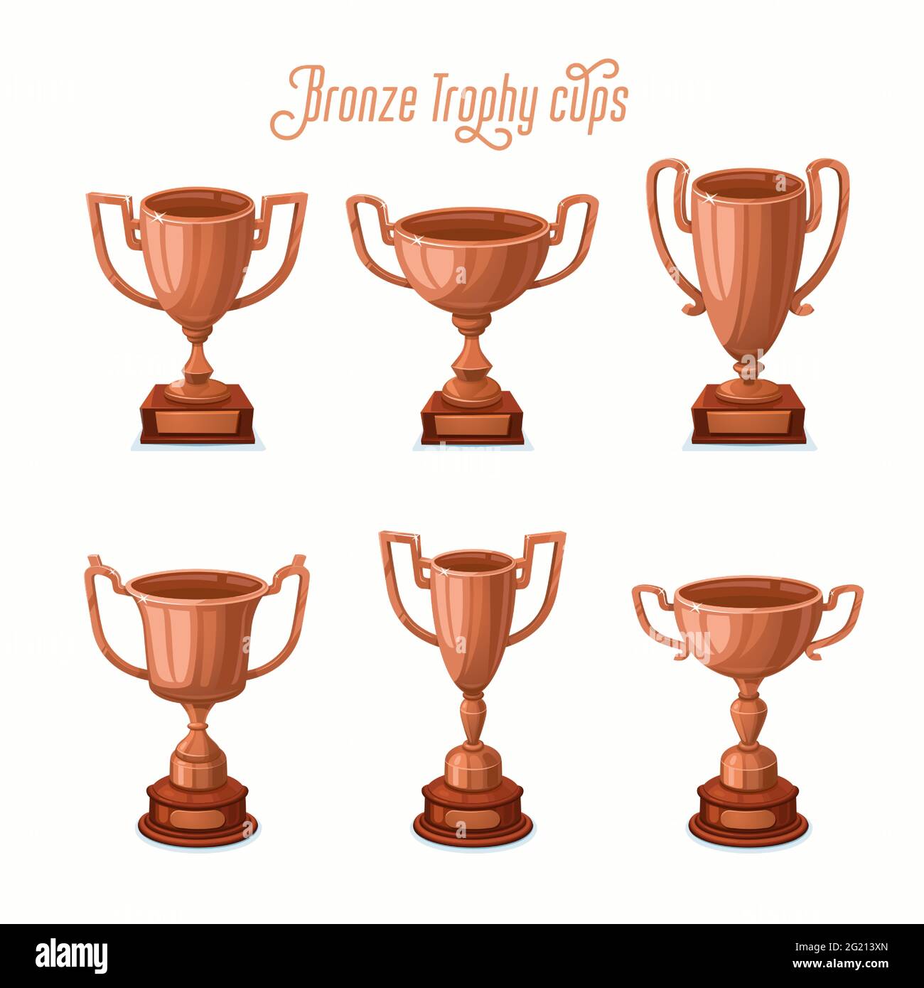 Bronze trophy cups. Bronze award cup set with different shapes 3rd
