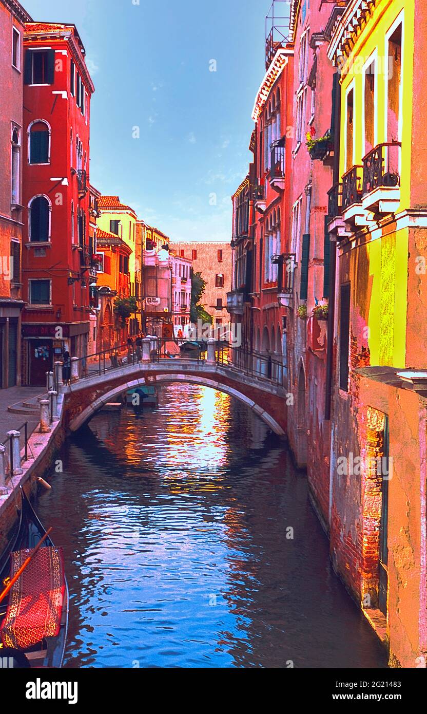 Colorful Houses on a small canal in Venice Italy Stock Photo - Alamy