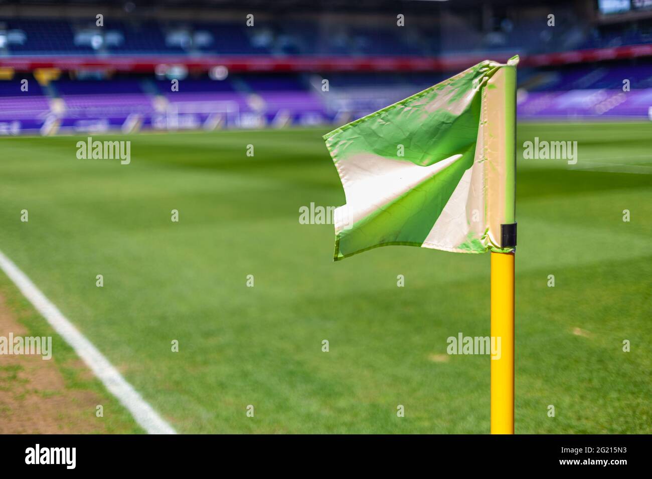 corner flag on soccer field Stock Photo Alamy