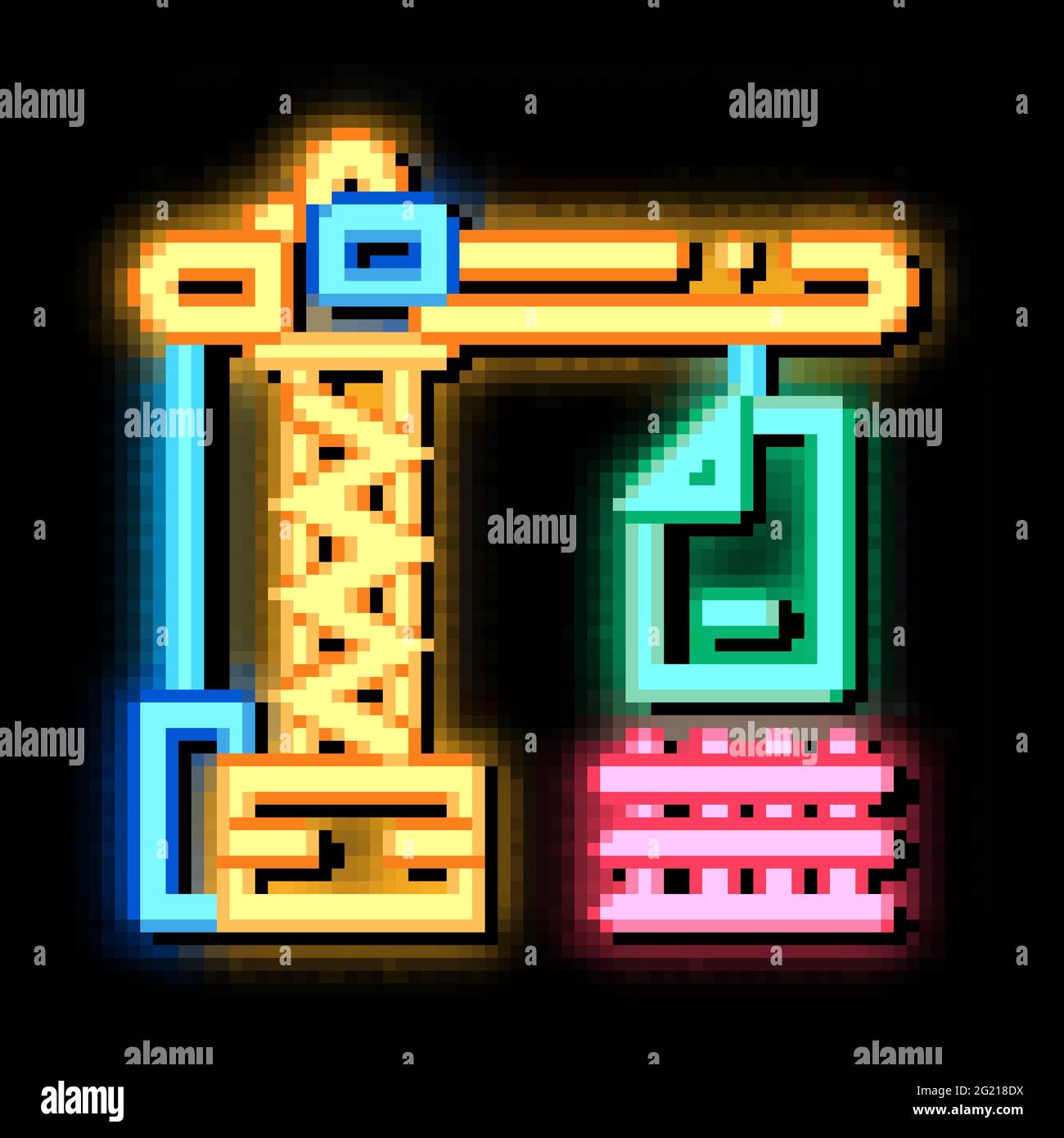 construction crane neon glow icon illustration Stock Vector