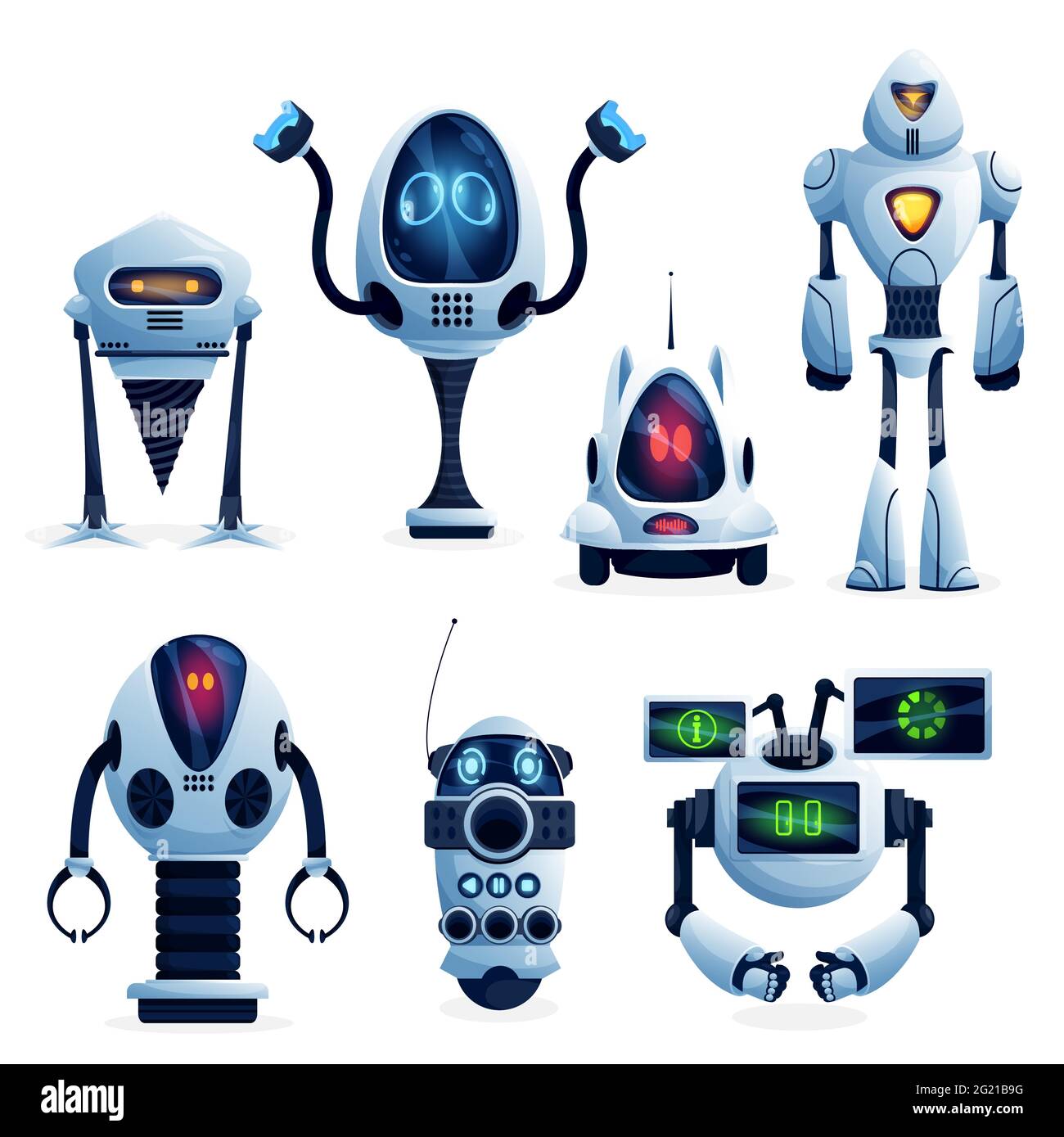 Cartoon future robots, industry robotic workers characters. Vector androids  on wheels, droids with clenches hands and drill, machine assistant with AI  Stock Vector Image & Art - Alamy