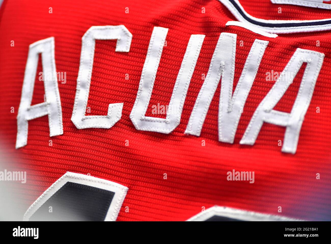 June 06, 2021 An Atlanta Braves fan wears a Ronald Acuna Jr. jersey at