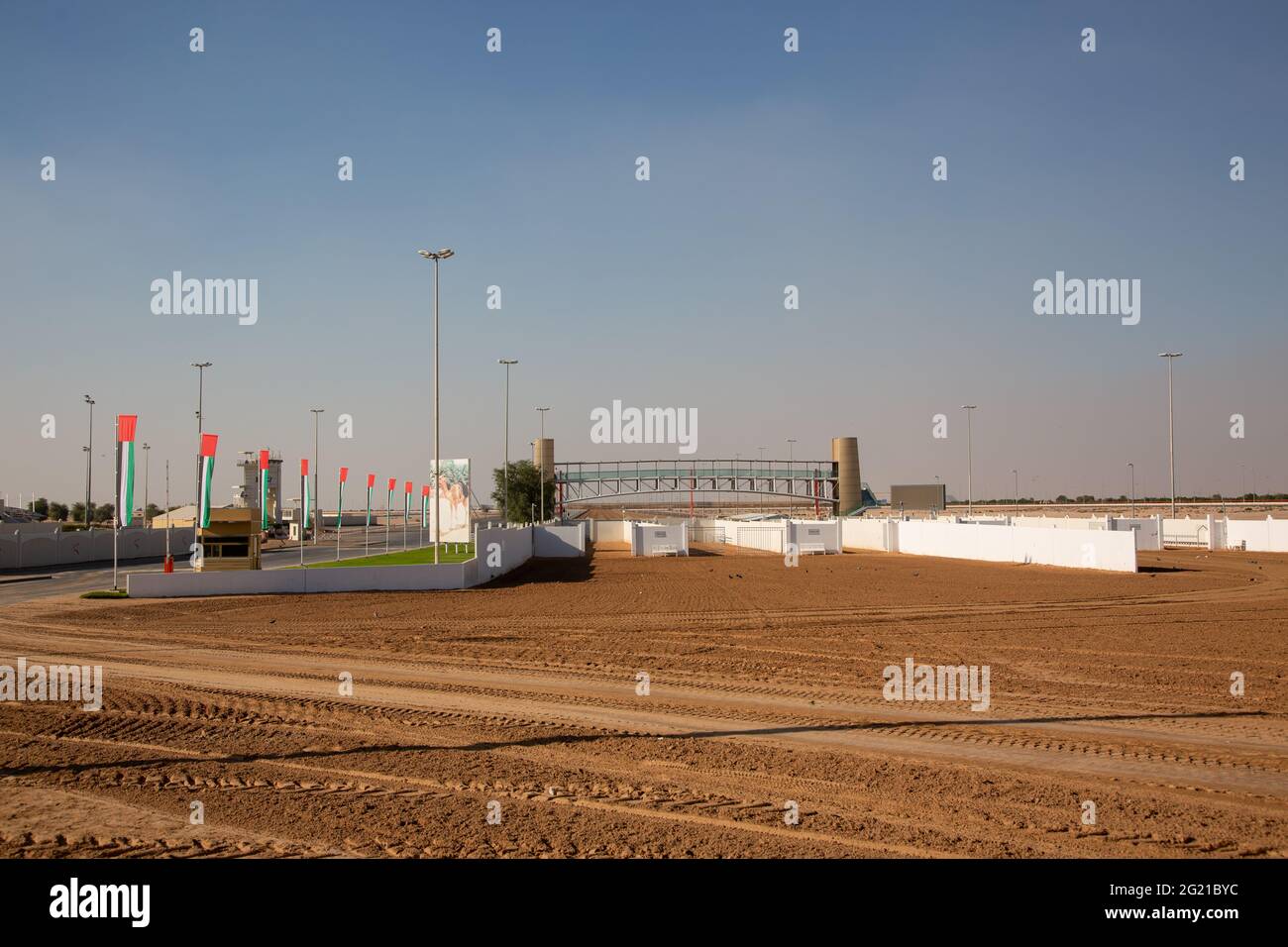 The bridge at Al Marmoom, Camel Race track, Dubai, UAE Stock Photo