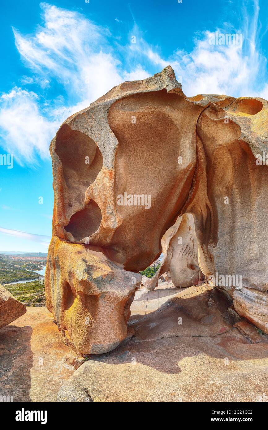 Gorgeous view on popular travel destination Bear Rock (Roccia dell’Orso) on Capo D'orso. Location: Province of Olbia-Tempio, Sardinia, Italy, Europe Stock Photo