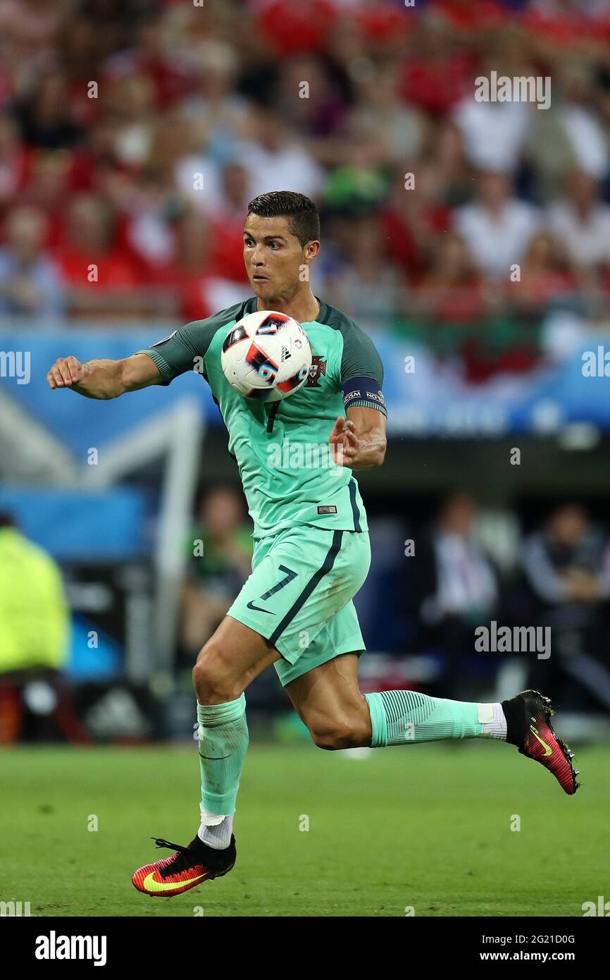 Cristiano Ronaldo Of Portugal In Action Uefa Euro 16 Semi Final Portugal V Wales Match At The Parc Olympique Lyonnais In Lyon France June 16 Stock Photo Alamy
