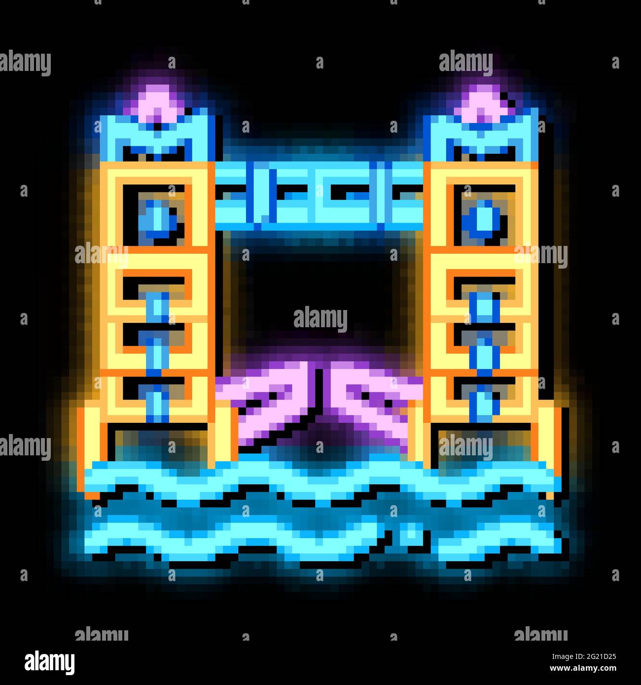 drawbridge neon glow icon illustration Stock Vector
