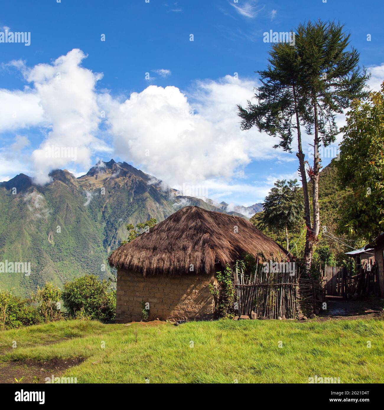 beautiful house home building, view from Choquequirao trekking trail ...