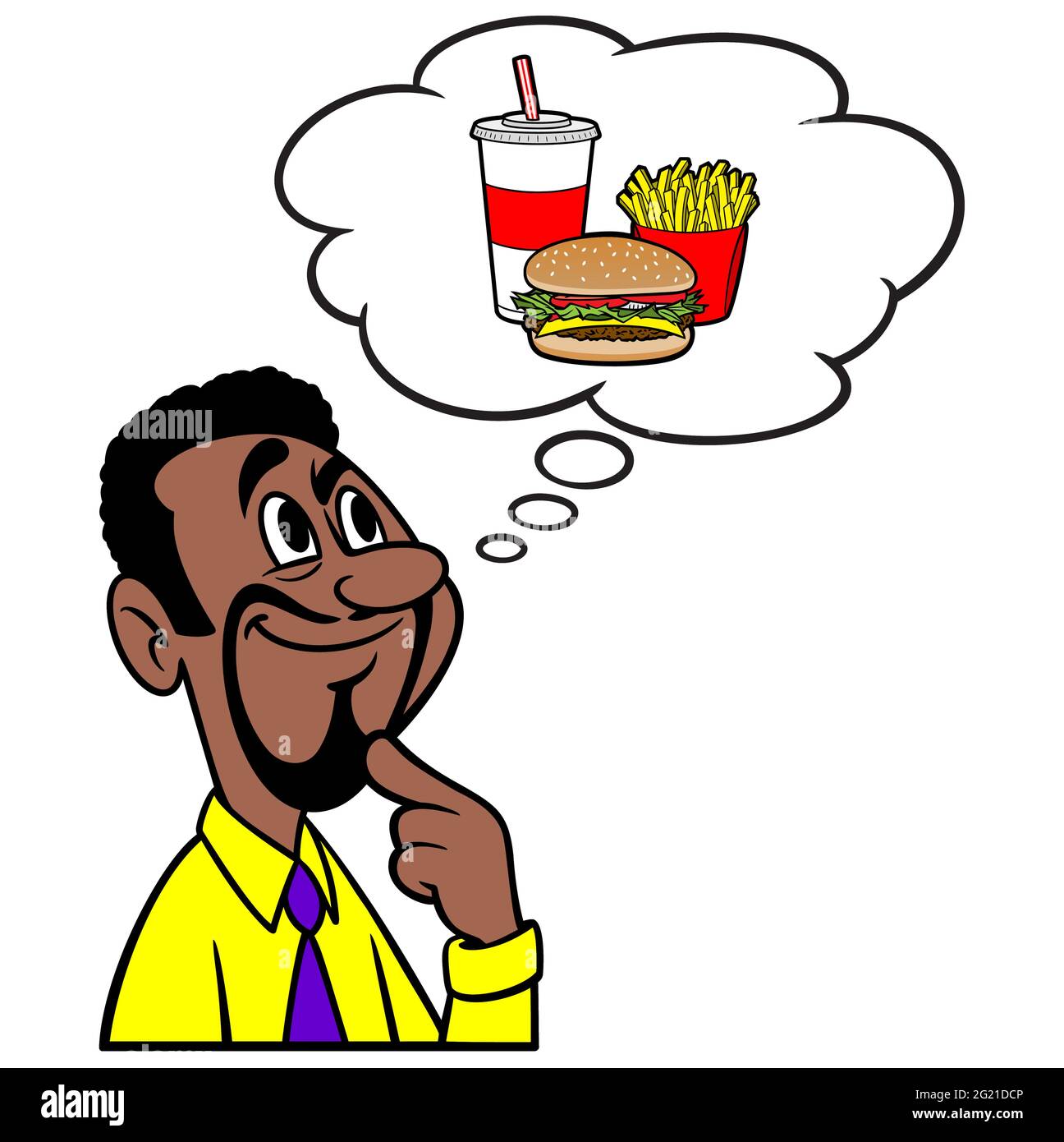 Man thinking about Fast Food - A cartoon illustration of a man thinking  about Fast Food Stock Vector Image & Art - Alamy