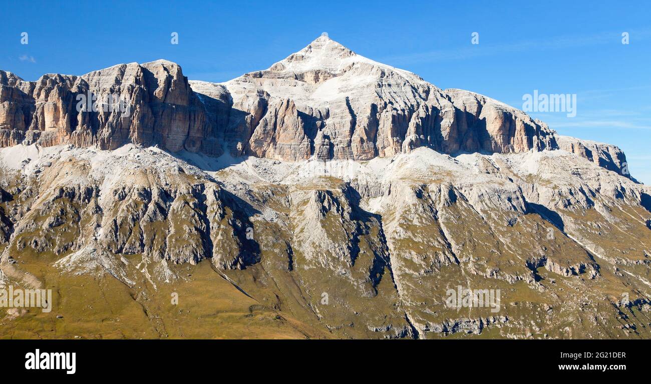 Piz Boe, view of top of Sella gruppe or Gruppo di Sella, South Tirol