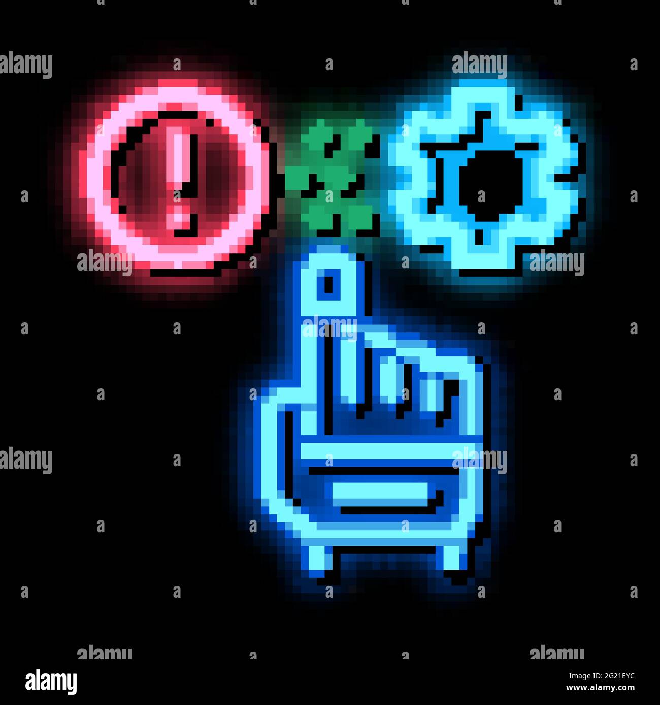 error in automated settings neon glow icon illustration Stock Vector