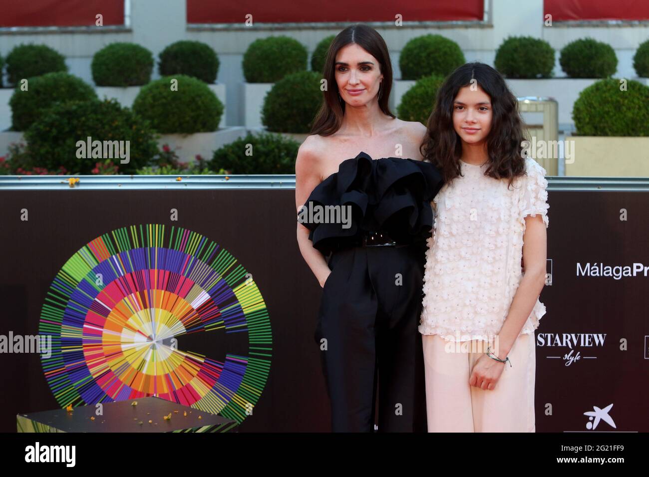 June 7, 2021: June 7, 2021 (Malaga) Paz Vega, excited by the debut of her daughter Ava in the cinema The actress stars 'La casa del caracol', where also appears her second daughter with Orson Salazar.Paz Vega has attended the press presentation of her new film, directed by the novel Macarena Astorga, and has done so accompanied by her husband and two children Orson and Lenon. Credit: Lorenzo Carnero/ZUMA Wire/Alamy Live News Stock Photo