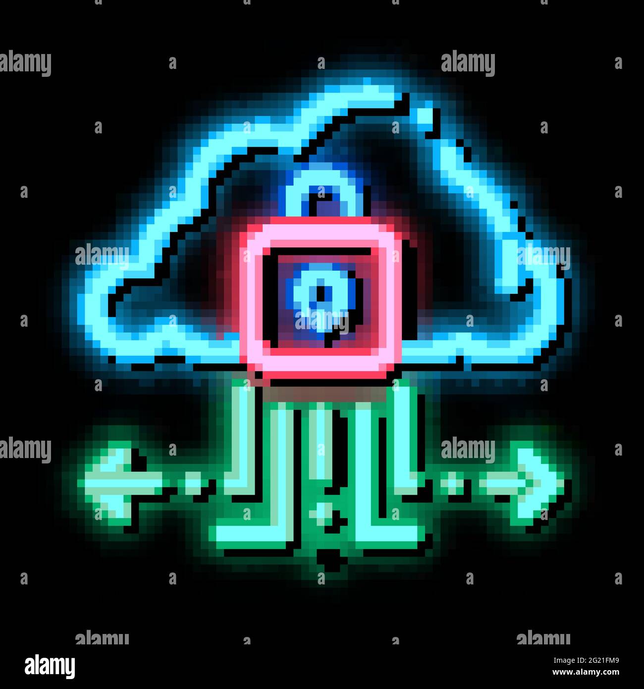protection cloud neon glow icon illustration Stock Vector
