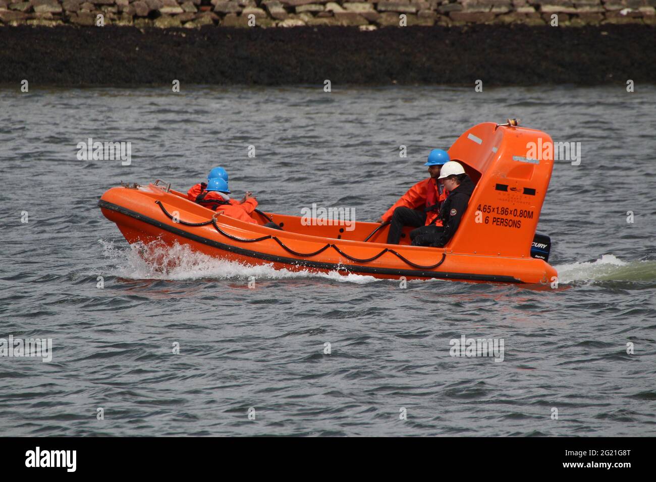 A Survival Craft Inspectorate lifeboat (6 Persons), and crew, going