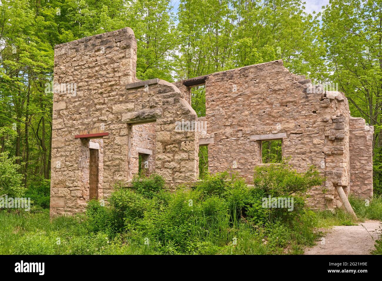 The Corran was once a beautiful 17 room stone mansion located near Wiarton Ontario Canada. Stock Photo