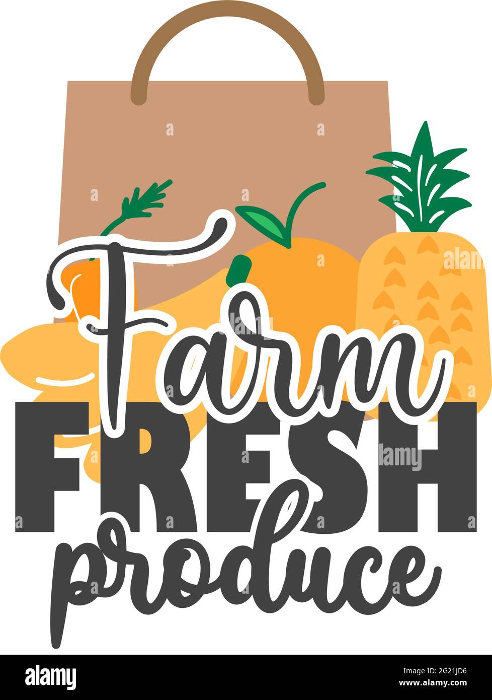 Farm fresh produce quote lettering typography illustration Stock Vector