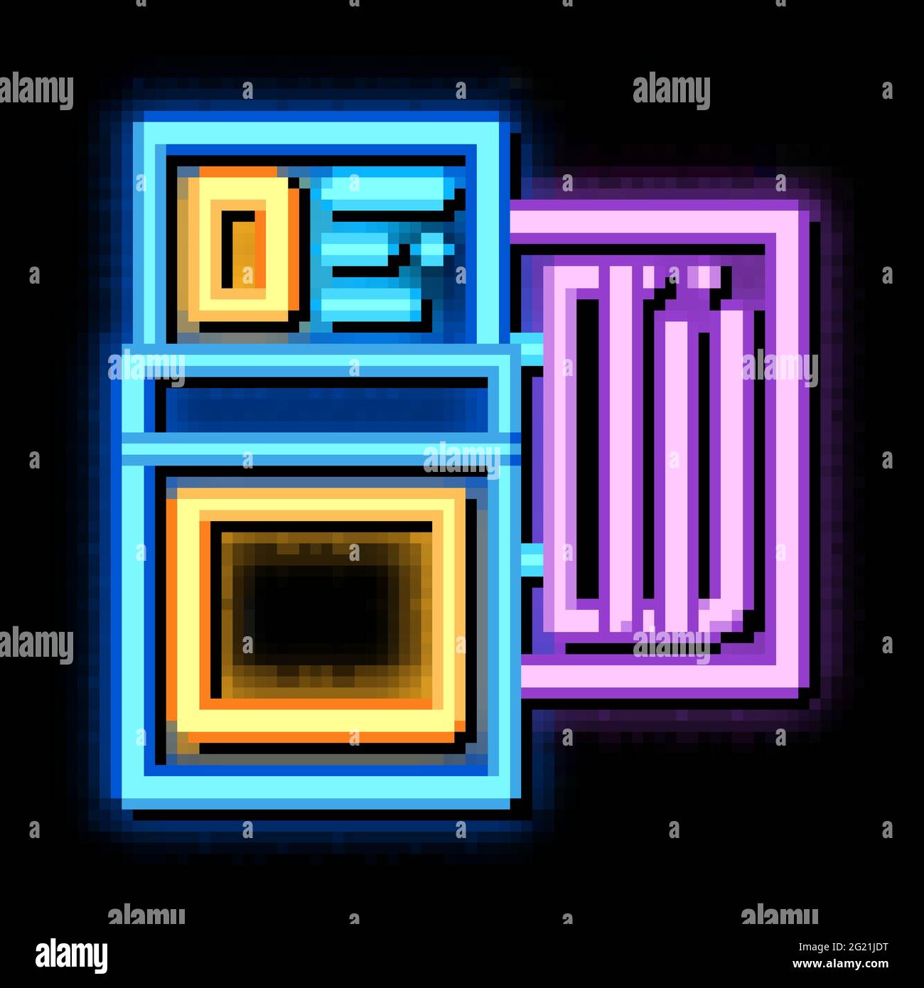 tire diagnostics neon glow icon illustration Stock Vector