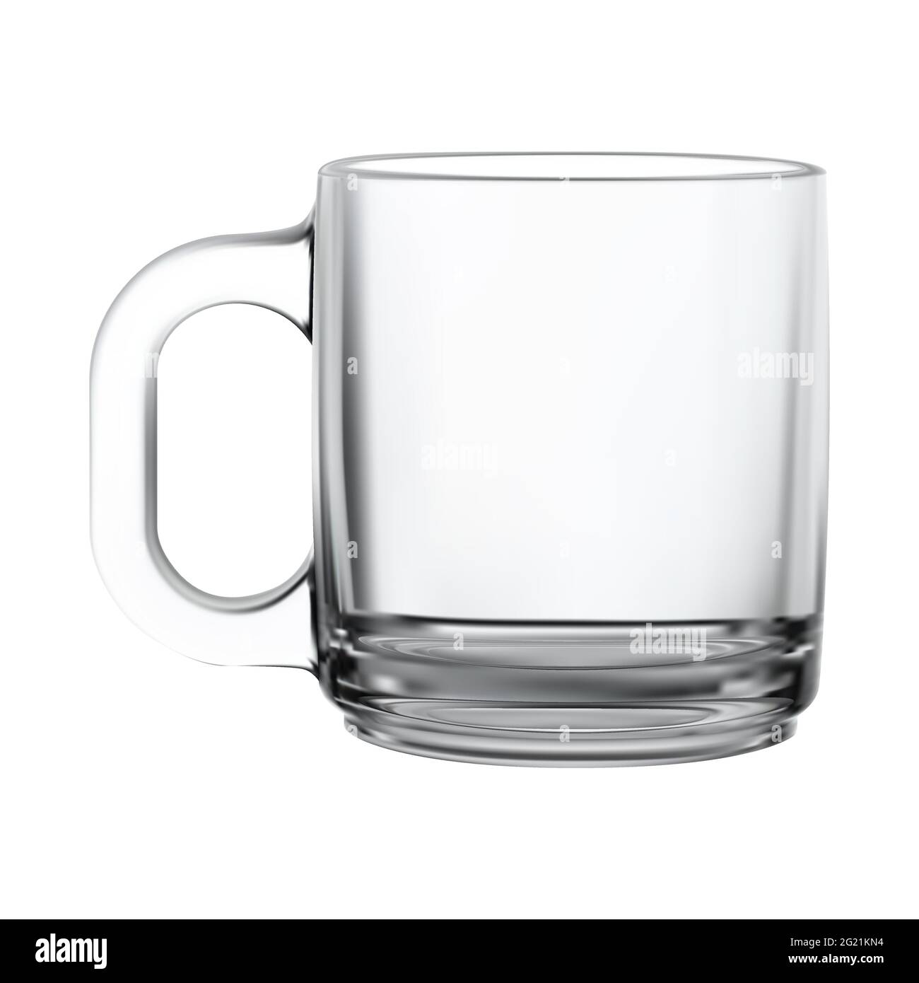 Glass mug. Transparent tea cup isolated vector mockup blank